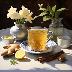 cup of tea and flowers