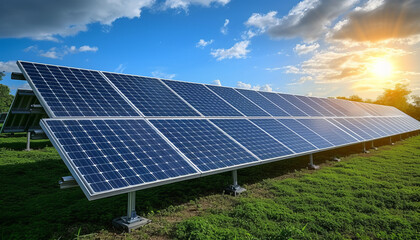 an eye-catching graphic design for online advertising, it has an illustration of a solar panel , generative ai