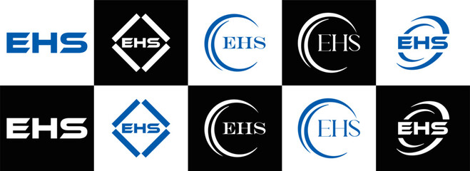 EHS logo. E H S design. EHS letter. EHS, E H S letter logo SET design. Initial letter EHS linked circle uppercase monogram logo. E H S letter logo SET vector design. EHS letter logo design	
