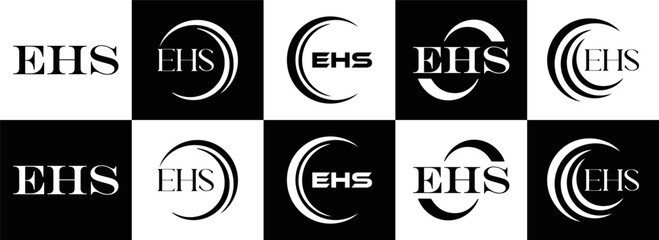 EHS logo. E H S design. EHS letter. EHS, E H S letter logo SET design. Initial letter EHS linked circle uppercase monogram logo. E H S letter logo SET vector design. EHS letter logo design	
