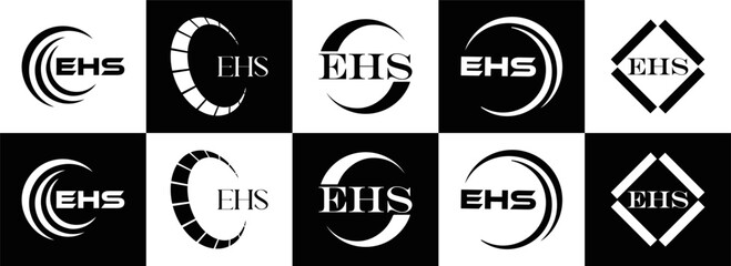 EHS logo. E H S design. EHS letter. EHS, E H S letter logo SET design. Initial letter EHS linked circle uppercase monogram logo. E H S letter logo SET vector design. EHS letter logo design	
