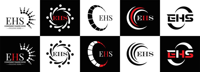 EHS logo. E H S design. EHS letter. EHS, E H S letter logo SET design. Initial letter EHS linked circle uppercase monogram logo. E H S letter logo SET vector design. EHS letter logo design	
