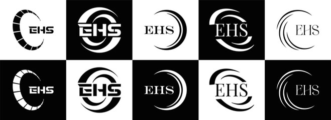 EHS logo. E H S design. EHS letter. EHS, E H S letter logo SET design. Initial letter EHS linked circle uppercase monogram logo. E H S letter logo SET vector design. EHS letter logo design	
