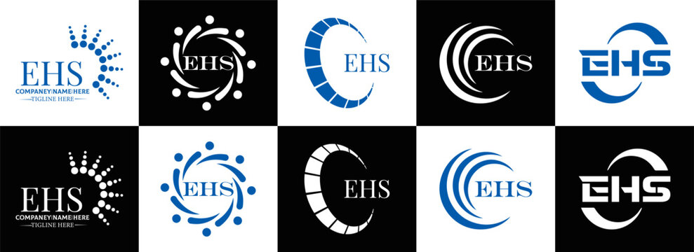 EHS logo. E H S design. EHS letter. EHS, E H S letter logo SET design. Initial letter EHS linked circle uppercase monogram logo. E H S letter logo SET vector design. EHS letter logo design	

