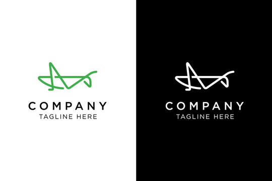 modern clean line grasshopper logo
