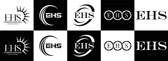EHS logo. E H S design. EHS letter. EHS, E H S letter logo SET design. Initial letter EHS linked circle uppercase monogram logo. E H S letter logo SET vector design. EHS letter logo design	
