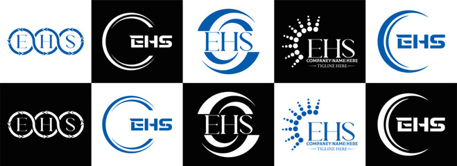EHS logo. E H S design. EHS letter. EHS, E H S letter logo SET design. Initial letter EHS linked circle uppercase monogram logo. E H S letter logo SET vector design. EHS letter logo design	
