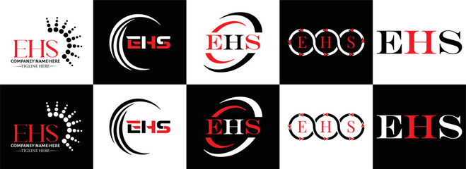 EHS logo. E H S design. EHS letter. EHS, E H S letter logo SET design. Initial letter EHS linked circle uppercase monogram logo. E H S letter logo SET vector design. EHS letter logo design	

