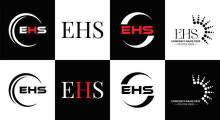 EHS logo. E H S design. EHS letter. EHS, E H S letter logo SET design. Initial letter EHS linked circle uppercase monogram logo. E H S letter logo SET vector design. EHS letter logo design	
