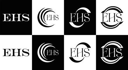 EHS logo. E H S design. EHS letter. EHS, E H S letter logo SET design. Initial letter EHS linked circle uppercase monogram logo. E H S letter logo SET vector design. EHS letter logo design	
