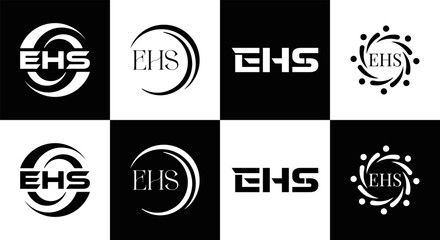 EHS logo. E H S design. EHS letter. EHS, E H S letter logo SET design. Initial letter EHS linked circle uppercase monogram logo. E H S letter logo SET vector design. EHS letter logo design	
