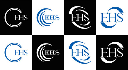 EHS logo. E H S design. EHS letter. EHS, E H S letter logo SET design. Initial letter EHS linked circle uppercase monogram logo. E H S letter logo SET vector design. EHS letter logo design	
