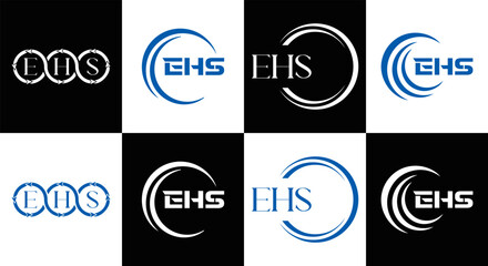 EHS logo. E H S design. EHS letter. EHS, E H S letter logo SET design. Initial letter EHS linked circle uppercase monogram logo. E H S letter logo SET vector design. EHS letter logo design	
