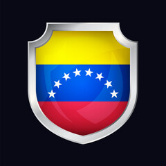 Fototapeta premium Venezuela Silver Shield Flag Icon