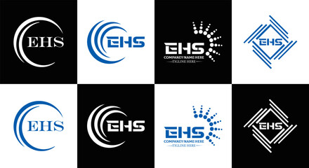 EHS logo. E H S design. EHS letter. EHS, E H S letter logo SET design. Initial letter EHS linked circle uppercase monogram logo. E H S letter logo SET vector design. EHS letter logo design	
