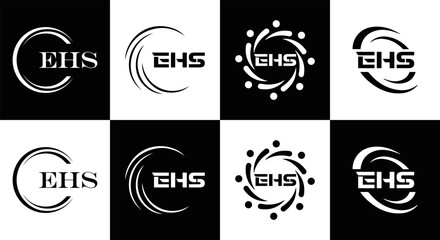 Obraz premium EHS logo. E H S design. EHS letter. EHS, E H S letter logo SET design. Initial letter EHS linked circle uppercase monogram logo. E H S letter logo SET vector design. EHS letter logo design 
