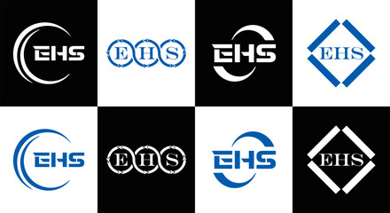 EHS logo. E H S design. EHS letter. EHS, E H S letter logo SET design. Initial letter EHS linked circle uppercase monogram logo. E H S letter logo SET vector design. EHS letter logo design	

