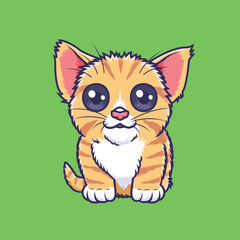 Cute cat animal cartoon character vector Illustration.
