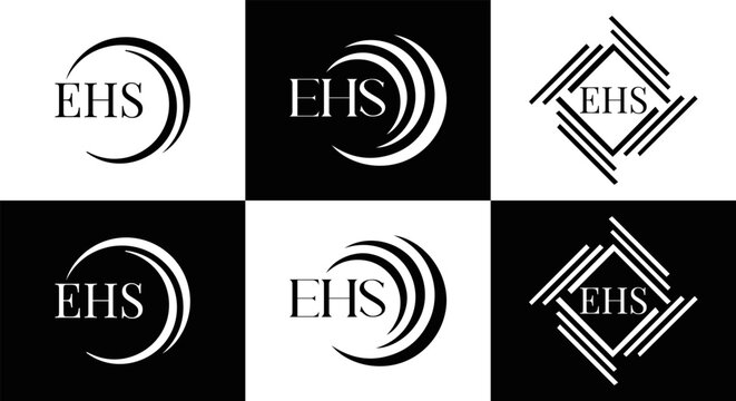 EHS logo. E H S design. EHS letter. EHS, E H S letter logo SET design. Initial letter EHS linked circle uppercase monogram logo. E H S letter logo SET vector design. EHS letter logo design	

