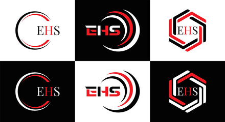 EHS logo. E H S design. WhitE H SHS letter. EHS, E H S letter logo SET design. Initial letter EHS linked circle uppercase monogram logo. E H S letter logo SET vector design. EHS letter logo design	
