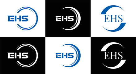 EHS logo. E H S design. WhitE H SHS letter. EHS, E H S letter logo SET design. Initial letter EHS linked circle uppercase monogram logo. E H S letter logo SET vector design. EHS letter logo design	
