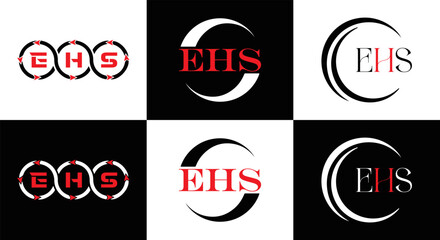 EHS logo. E H S design. WhitE H SHS letter. EHS, E H S letter logo SET design. Initial letter EHS linked circle uppercase monogram logo. E H S letter logo SET vector design. EHS letter logo design	
