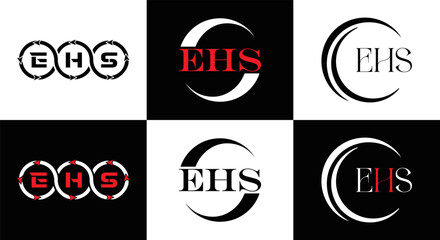 EHS logo. E H S design. WhitE H SHS letter. EHS, E H S letter logo SET design. Initial letter EHS linked circle uppercase monogram logo. E H S letter logo SET vector design. EHS letter logo design	
