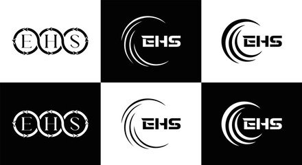 EHS logo. E H S design. WhitE H SHS letter. EHS, E H S letter logo SET design. Initial letter EHS linked circle uppercase monogram logo. E H S letter logo SET vector design. EHS letter logo design	
