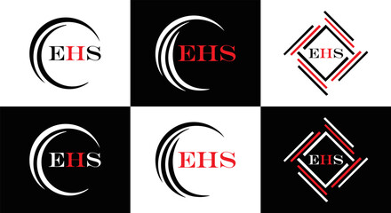 EHS logo. E H S design. WhitE H SHS letter. EHS, E H S letter logo SET design. Initial letter EHS linked circle uppercase monogram logo. E H S letter logo SET vector design. EHS letter logo design	
