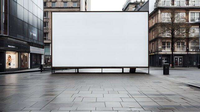 blank large billboard mockup with street view background