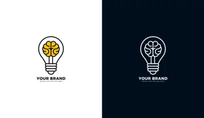 Foto op Plexiglas Brain inspiration logo. Creative idea design of light bulb and smart brain, graphic vector illustration © Rouf Creative