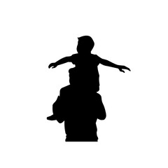 silhouette of father and son