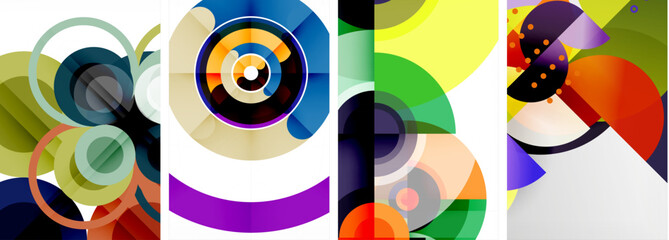 Charming geometric abstract posters. Mesmerizing set of circles, each design a harmonious blend of form and color. Elevate your design with modern, visually striking art