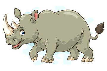 Cartoon mascot rhinoceros isolated on white background