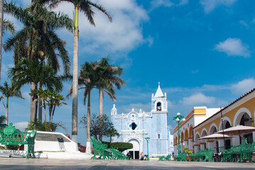 colonial town square of Tlacotlapan Mexico