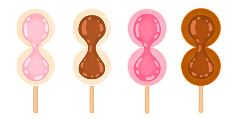 Dango Cartoon illustration Dango Isolated Colorful Dango Japanese Dessert Colorful Dango With Topping Sauce