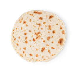 Tasty pita bread on white background