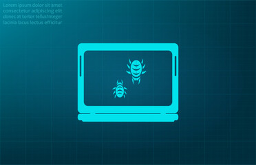 Antivirus symbol. Vector illustration on blue background. Eps 10.
