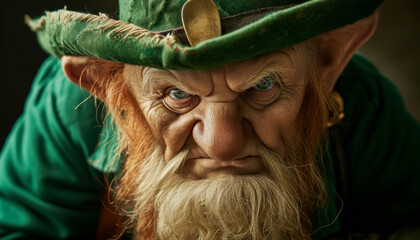 Intense Leprechaun Portrait with Stern Gaze