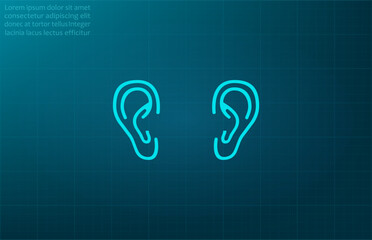 Ears symbol. Vector illustration on blue background. Eps 10.
