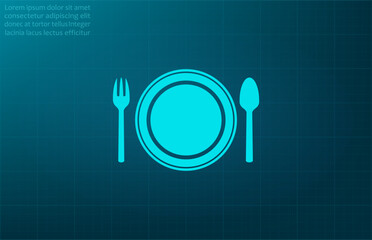 Cutlery, restaurant symbol. Vector illustration on blue background. Eps 10.