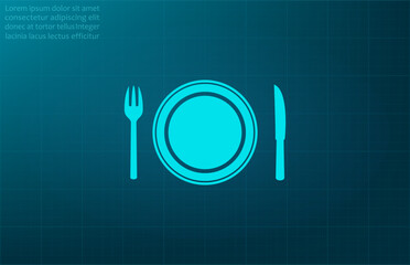 Cutlery, restaurant symbol. Vector illustration on blue background. Eps 10.