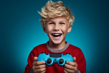 Focused Caucasian man exhibits his enthusiasm for gaming, skillfully manipulating a joystick, his dedication to immersive world of virtual entertainment. Generative AI.