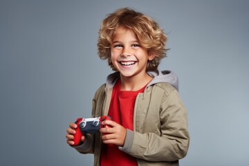 Focused Caucasian man exhibits his enthusiasm for gaming, skillfully manipulating a joystick, his dedication to immersive world of virtual entertainment. Generative AI.