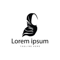 Simple Muslim clothing hijab logo design minimalist black silhouette