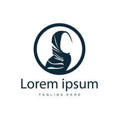 Simple Muslim clothing hijab logo design minimalist black silhouette