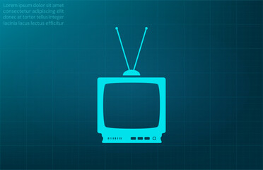 TV symbol. Vector illustration on blue background. Eps 10.