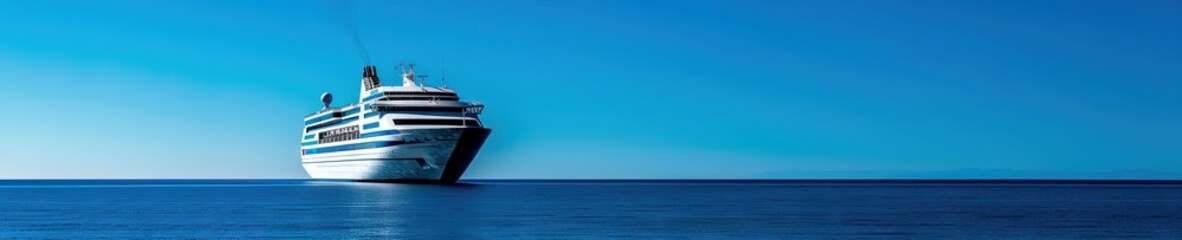 Obraz premium Cruise ship on ocean blue with blue skies