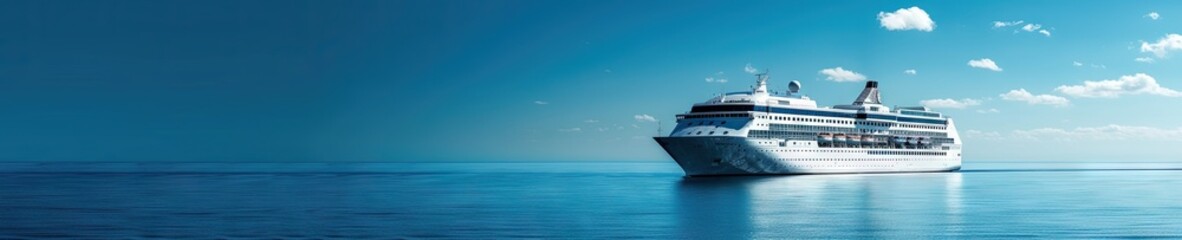 Fototapeta na wymiar Cruise ship on ocean blue with blue skies