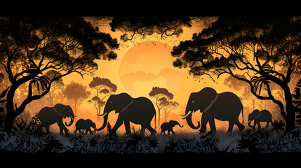 Elephant Silhouette, Wildlife, World Animals Day, Religious Animals, Generative Ai